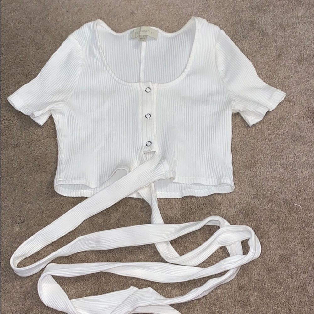 Henley crop top with tie waist